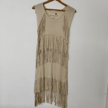 Tan Fringe Knee length Dress XS Pieces by Kensie Soft Stretch Flapper - £16.78 GBP