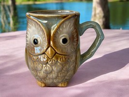 Burton &amp; Burton Owl Mug Excellent Condition Blue/Green/Earth Tones - $11.88