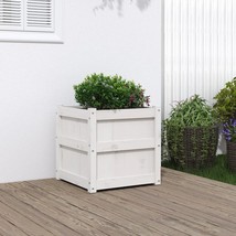 vidaXL Garden Planter White 19.7&quot;x19.7&quot;x19.7&quot; Solid Wood Pine - £178.78 GBP