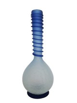 Lovely vintage clear crackle glass &amp; blue satin glass corkscrew vase - $39.99