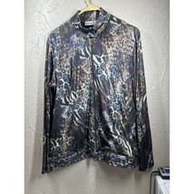 CHICO&#39;S Multi Color Animal Print Metallic Full Zip Bomber Jacket Blazer ... - $613.68 MXN