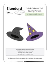 PDF Witch/ Wizard Hat Sewing Pattern - 6 Sizes, Toddler - Adult - £5.61 GBP