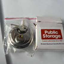 Security Disc Padlock Stainless Steel With 2 Sets Of Keys New Condition - $20.55