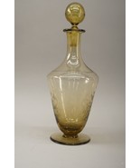 Antique Etched Engraved Amber Depression Glass Bar Decanter With Stopper - $55.19