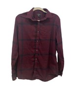 ALFANI Men&#39;s Wide Check Brushed Flannel RED Long Sleeve Button Down Shir... - £8.86 GBP