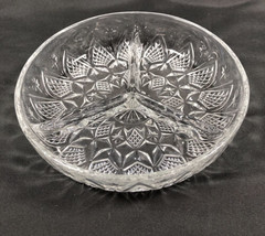 Vintage KIG Indonesia Round Devided 3 Section Clear Glass Relish Dish Nuts Mints - £12.35 GBP