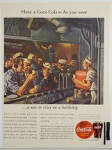 1944 Print Ad Coca-Cola Soda Pop Battleship Soda Fountain Serves Coke to Sailors - £23.72 GBP