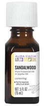 Aura Cacia Sandalwood Essential Oil in Jojoba Oil, 0.5 fl. oz., Woodsy, Balsamic - £19.17 GBP