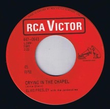 Elvis Presley Crying In The Chapel 45 rpm I Believe In The Man In The Sky Cdn Pr - £6.24 GBP