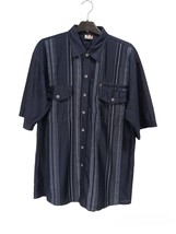Cantarana Vintage Mens Short Sleeve Navy Striped Shirt Chest Pockets siz... - £14.49 GBP