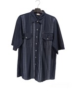 Cantarana Vintage Mens Short Sleeve Navy Striped Shirt Chest Pockets siz... - £14.55 GBP