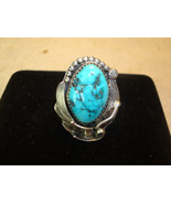 W YAZZIE FINE  NAVAJO  TURQUOISE STERLING RING  SZ6.5 - £59.01 GBP