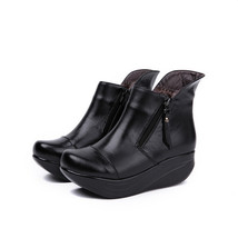 Warm Plush Women Boots Thick Sole Winter Shoes Zipper Wedges Platform Swing Shoe - £112.80 GBP