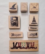 Halloween Wood Mounted Rubber Stamps Lot Of 9 Mixed Brands - £14.94 GBP