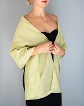 Elegant Light Green mustard green Wrap Shawl bolero Winter wedding shrug  Lime L - £18.81 GBP