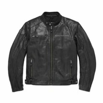 Men&#39;s VOTARY Black Gray Harley Davidson Motorcycle Biker Real Leather Jacket - £126.93 GBP