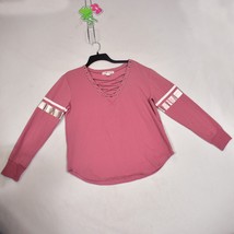 Eye Candy Women&#39;s Lace-Up Long Sleeve Top Pink Size Medium - £8.22 GBP