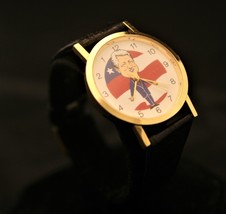 Vintage 1993 Bill Clinton quartz gold unisex wristwatch that RUNS BACKWARDS - £23.79 GBP