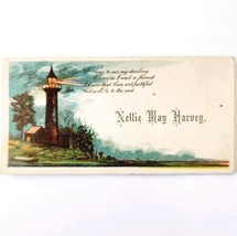 C1900s Victorian Lighthouse Business Card Nellie M Harvey Lithograph Sma... - £18.66 GBP