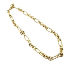 David Yurman DY 18K Yellow Gold 8mm Figaro Cable Link Chain Toggle Necklace - £5,995.16 GBP