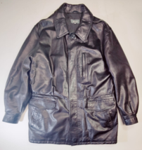 Bally Heavy Soft Leather Jacket Button Black Made In Italy Size 42 (US Size 50) - £141.24 GBP