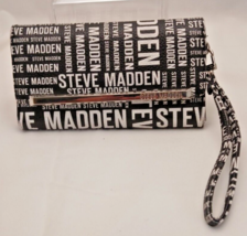 Steve Madden Logo Logobar Trifold Wristlet  Black &amp; White Wallet - £17.66 GBP