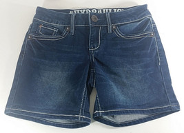 Hydraulic Juniors Jean Shorts Size 0 Lola Curvy Dark Blue Embellished Pockets - £7.86 GBP