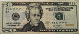 Fancy Serial Number 2013 US$20 4-of-a-Kind Together MB 83784444 J - $29.95