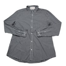 HM Shirt Mens L Black White Long Sleeve Collared Slim Fit Plaid Button Up - £15.18 GBP