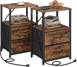 Tutotak Charging Station End Table, Dual Usb Port Side Table,, Brown Tb0... - $85.96