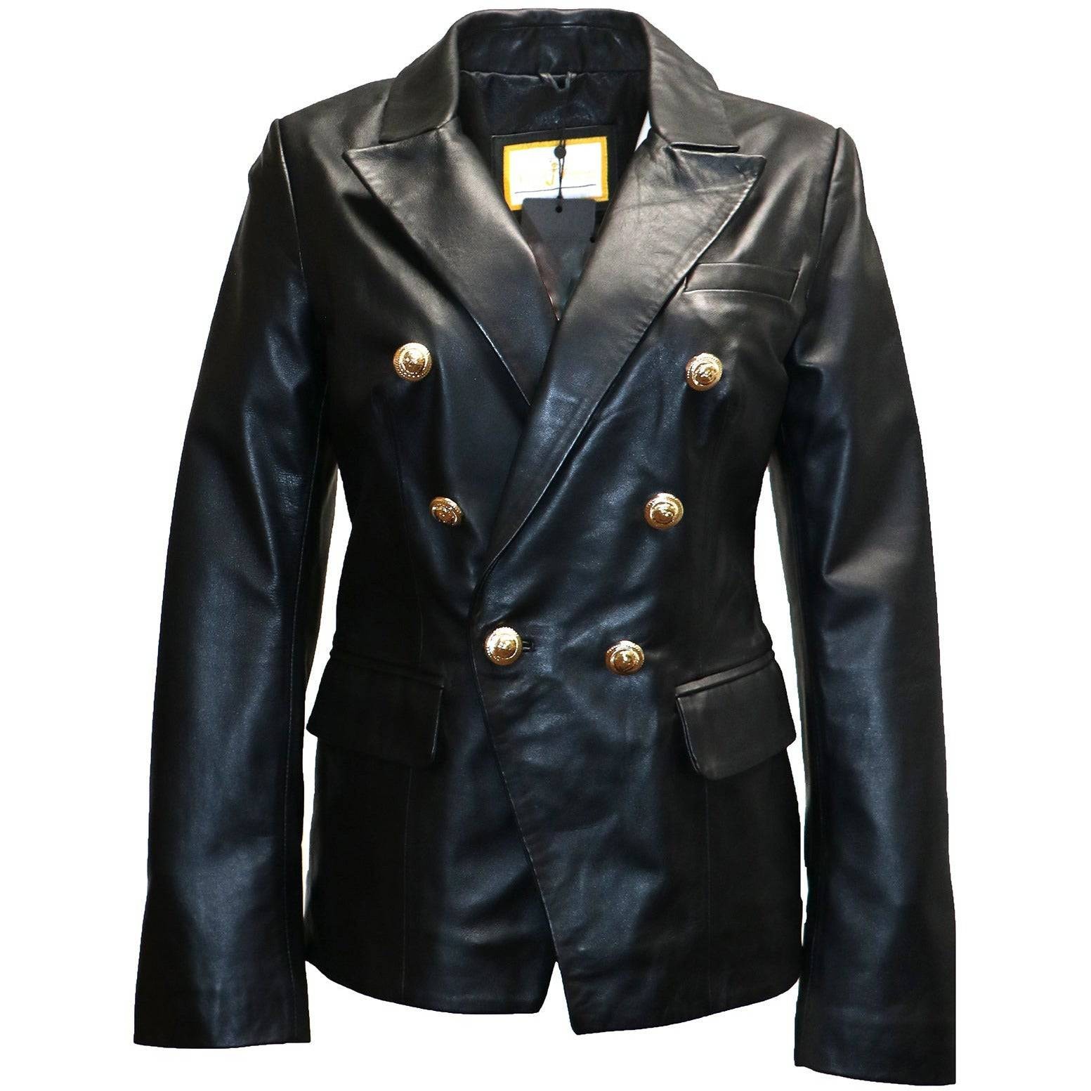 Victor Freeman Women's double Breasted Leather Blazer Jacket Item image 3