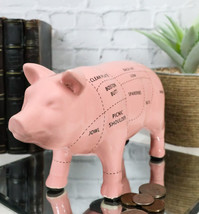 Small Ceramic Country Farmhouse Pig Swine Pork Butcher Chart Piggy Coin Bank Jar - £18.86 GBP