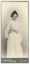 CIRCA 1870&#39;S 2X4.25 IN CDV Featuring Lovely Woman in White Dress Posing i - £7.57 GBP