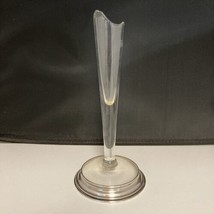Wallace Sterling Ruffle Glass Silver Footed Single Stem Bud Vase 7” Tall - £27.65 GBP