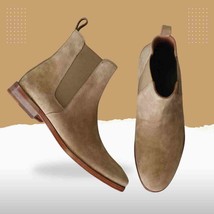 Brown Colored Suede Leather Handmade Chelsea Boot for men - £137.07 GBP+