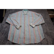 Tommy Bahama Relax Shirt Mens XL Blue Red Green Striped Button Up Long S... - $18.69