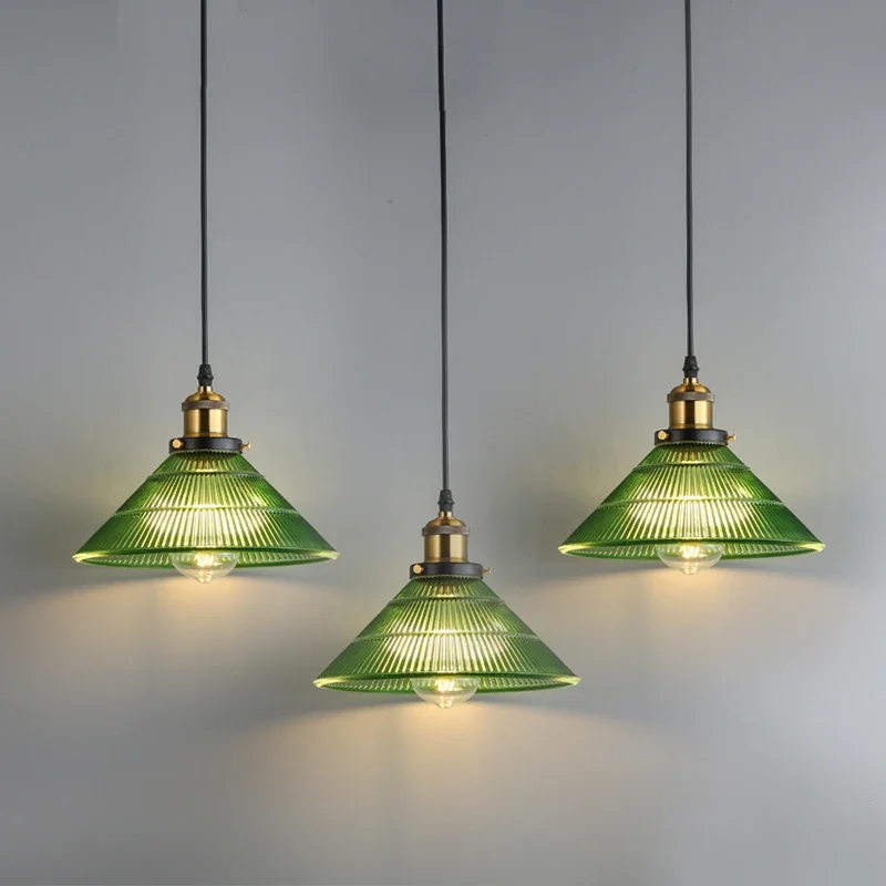 Nordic vintage Modern Glass Green LED Pendant Lamp Beside Bedroom Living... - $65.56+