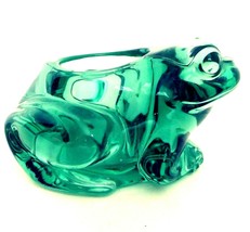 Indiana Glass #07138 Frog Votive Holder 5&quot; Spanish Green USA Heavy Vintage - £15.09 GBP