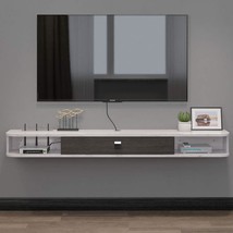 (55 Point 11 In, Grey-White) Floating Tv Console, Wall-Mounted Media Console Tv - £132.06 GBP