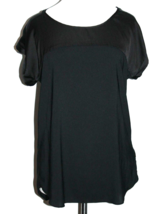 Express Women&#39;s Size Medium Solid Black Cap Short Cap Cuffed Sleeve Sati... - £14.15 GBP
