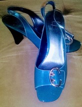 Circa Joan &amp; David Shoes 9.5 M Blue with Silver Buckle Strappy 3 In Heels - £29.33 GBP