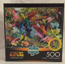 Buffalo 500 Piece Puzzle Amazing Nature HUMMINGBIRD GARDEN 21.25&quot; x 15&quot; - $30.81