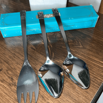Mid Century J. H. Carlyle Cameo Stainless Steel 3 Pc. Serving Set - £15.80 GBP