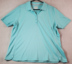 IZOD Golf Polo Shirt Women Size 2XL Aqua 100% Polyester Short Sleeve Slit Collar - £10.78 GBP