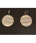 Vintage Silver Toned Disc Shaped Earrings with Bark Texture - $4.95