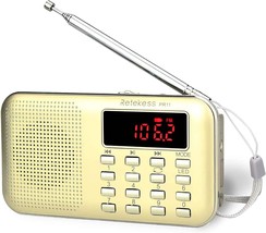 Retekess Pr11 Am Fm Radio Portable, Rechargeable Transistor Radios Small,, Gold - $42.99