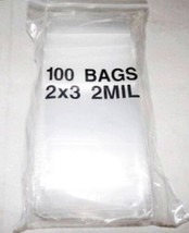 100 2&quot; x 3&quot; tall Clear Poly BAGS reclosable PLASTIC Zipper zip zipper Seal 2x3 - £10.63 GBP