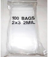 100 2&quot; x 3&quot; tall Clear Poly BAGS reclosable PLASTIC Zipper zip zipper Se... - £10.60 GBP