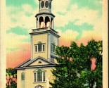 Vecchio Primo Congregazionale Chiesa Bennington Vermont VT Unp Lino Cart... - £3.24 GBP
