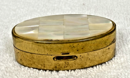 Vintage Max Factor Mother Of Pearl Gold Metal Compact Popup Lipstick Hol... - $18.32